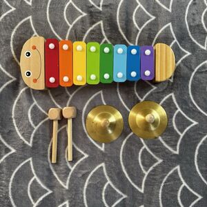 Fisher-Price Musical Xylophone Pull Toy + Mallets + Cymbals